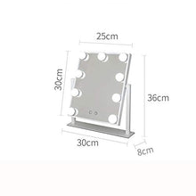 Specchio per Trucco Professionale a LED Specchio a LED Design di Ricarica 9 luci a LED 3 Colori dimmer graduali Rotazione Angolo di 360 ° Specchio Quadrato a Mezza Lunghezza e Grande
