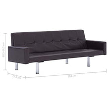 Festnight Divano Letto a 3 Posti in Ecopelle Marrone con Braccioli,Divano Letto 3 Posti,Divano Letto Soggiorno,Divano Letto Moderno,Divano Letto Cameretta