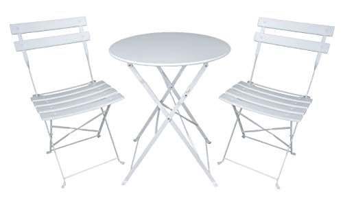 SAMIRA Set Tavolo e sedie da Giardino Pieghevoli, Set Tavolo e sedie da Esterno Bianco MOD. Positano