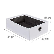 Relaxdays Pouf Contenitore Pieghevole, Scomparto Interno, 2 Cassetti Rimovibili, Cubo, finta pelle, Bianco, H X L X P: 38 x 38 x 38 cm