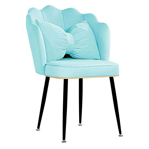 ZCXBHD - Sedie da pranzo moderne con schienale e braccioli, seduta imbottita in velluto, gambe in acciaio nero, per soggiorno, sala da pranzo, bar, colore: blu lago