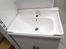GT-LUX Mobile Bagno Lavanderia 45 CM X450P Legno Bianco Rubinetto LAVABO 2 SPORTELLI