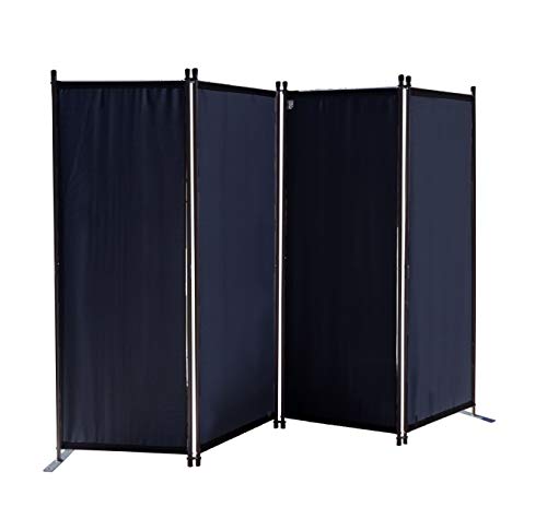 QUICK STAR Paravento da Giardino 220 x 165 cm 4 parti pieghevole Divisorio in Tessuto Balcone Protezione della Privacy Nero