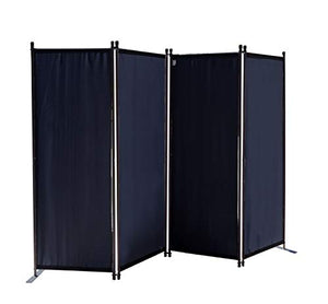 QUICK STAR Paravento da Giardino 220 x 165 cm 4 parti pieghevole Divisorio in Tessuto Balcone Protezione della Privacy Nero