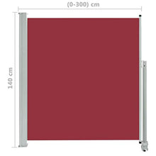 Tidyard Tenda Laterale Retrattile per Patio Tenda Paravento per Esterno Protezione da Sole da Giardino 140x300 cm Rossa