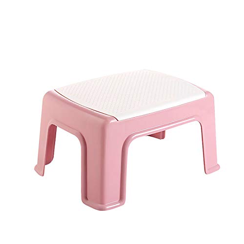 WYB Sgabello in plastica, Sgabello Piccolo e Antiscivolo Piccolo e Leggero, poggiapiedi Portatile in One-Step, Adatto per Cucina, Bagno e Toilette,Rosa