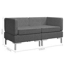 Tidyard Divani Centrali Modulari con Cuscini, Moderno Divano, Divano Ufficio, Divani da Soggiorno in Tessuto 2 pz Grigio Scuro