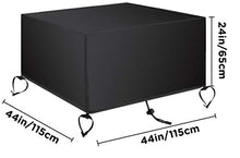 SAVITA 115x115x65cm Copri-Tavolo per Pozzo del Fuoco da Patio 420D Tessuto Oxford Copri-Fuoco Quadrato Impermeabile Antivento con Presa d'Aria e Maniglia (Nero)