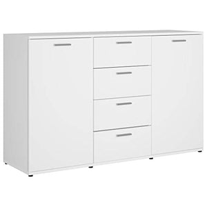 Lasamot Credenza Mobile Laterale Armadio da Cucina Costumista Mobilia Armadio Multiuso Mobiletto del Bagno Truciolare Bianco 120 × 35,5 × 75 cm