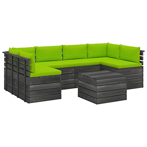 vidaXL Set Divani da Giardino su Pallet 7 pz con Cuscini Massello Pino