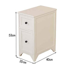 Comodino in legno massiccio 20 cm di larghezza comodino con 2 cassetti, grande capienza, mensola per camera da letto (bianco C, 40 x 20 x 53 cm)