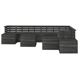 vidaXL Set Divani da Giardino su Pallet 12 pz Legno Pino Grigio Scuro