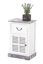 CLP Comodino Shabby Chic Mekong in Legno I Mobile con Cassetto E Sportello 38 x 28 CM Altezza 60 CM, Colore:Bianco