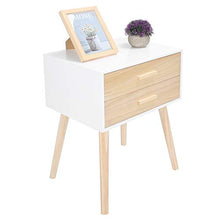 ffu Comodino in Legno Massello E Due Cassetti, Comodino in Legno Moderno Comodino da Comodino per Camera da Letto per La Casa