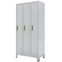 Tiauant - Armadietto portaoggetti e armadietti, con 3 scomparti in acciaio, 90 x 45 x 180 cm, colore: Grigio, materiale: acciaio, armadio da ufficio in legno