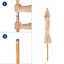SONGMICS Ombrellone da Balcone di 2 x 1,25 m, Parasole Rettangolare Protezione UPF50+, Palo e Stecche in Legno, Inclinabile, Base Non Inclusa, per Terrazzo Giardino Patio, Tortora GPU26BR