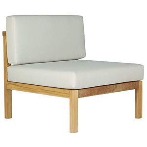 Teako Design - Sedia da giardino Pusiano in teak con cuscini in legno massiccio non trattato resistente alle intemperie