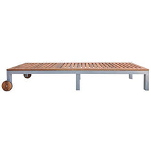 Festnight Lettino Prendisole da Giardino Esterno Reclinabile con Ruote in Legno e Metallo,Lettino da Sole con Ruote,Sedie a Sdraio da Giardino Esterno in Legno Massello e Maetallo 207x70x88 cm
