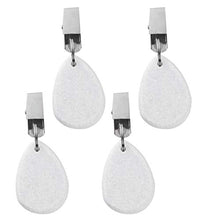 Qfkj Clip di 4 pezzi di pietra a goccia tovaglia Pesi in acciaio inox metallo Clip Fibbie fai da te Appeso Panno Festa Picnic Copertura Abbigliamento Accessori (Colore: Bianco)