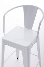 CLP Sgabello Industrial in Metallo Vasbro I Sgabello Bar con Schienale E Poggiapiedi I Sgabello Cucina Alt. Seduta 77 CM, Colore:Bianco