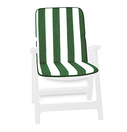 ARREDIAMOINSIEME-nelweb Cuscino Copri Sedia Esterno Universale Morbido A Righe Pieghevole Tessuto Cotone per Piscina Mare Giardino MOD.Capri FASCIATO Verde