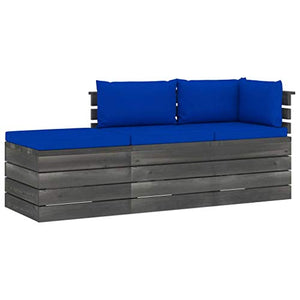 FAMIROSA Set Divani da Giardino su Pallet 3 pz con Cuscini Massello Pino-1777