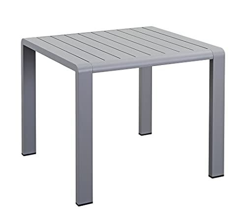 Domus Stile Modigliani Tavolo Quadrato in Alluminio, Verniciato, Grigio