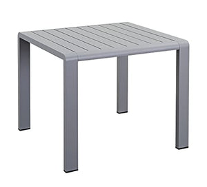 Domus Stile Modigliani Tavolo Quadrato in Alluminio, Verniciato, Grigio