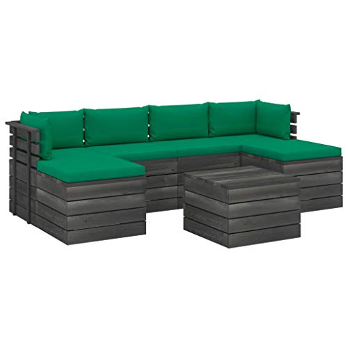 vidaXL Set Divani da Giardino su Pallet 7 pz con Cuscini Massello Pino