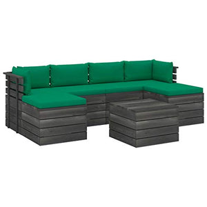 vidaXL Set Divani da Giardino su Pallet 7 pz con Cuscini Massello Pino