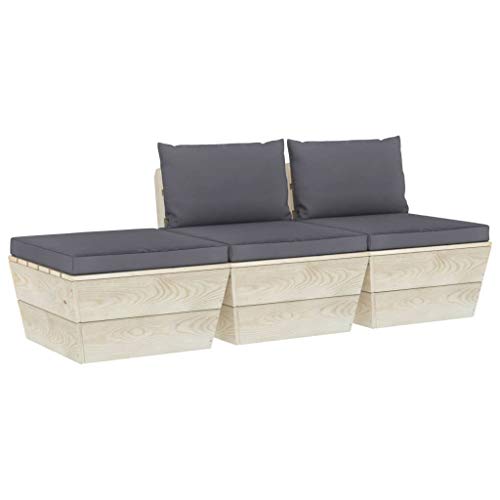 FAMIROSA Set Divani da Giardino su Pallet 3 pz con Cuscini Legno Abete-3408