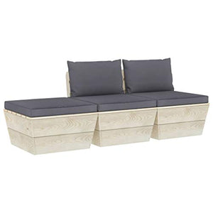 FAMIROSA Set Divani da Giardino su Pallet 3 pz con Cuscini Legno Abete-3408