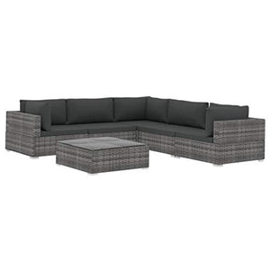 vidaXL Set Divani da Giardino 6 pz con Cuscini Foderati Lavabili Modulare Leggero Elegante Arredi da Esterno in Polyrattan Grigio Telaio in Acciaio