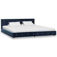 vidaXL Letto con Materasso Imbottito Trapuntato Classico Elegante Giroletto in Velluto 180x200 cm Telaio Ferro Verniciato e MDF Gambe Acciaio Blu