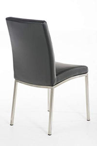CLP Sedia Pranzo Grenoble in Similpelle E Acciaio Inox I Sedia Soggiorno Imbottita Moderna, Alt. 48 CM I Sedia Tavolo Salotto Moderna, Colore:Nero