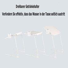 Odegltina - Tavolino da letto, per laptop, divano, da portata, tavolino da caffè, tavolino in metallo regolabile in altezza, facile da montare (bianco)