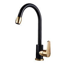 Rubinetto da Cucina in Alluminio Space, Miscelatore per Lavello, Installazione Monoforo, Rubinetto per Lavabo con Rotazione A 360 Gradi, Commerciale Moderno, Nero Opaco (Oro)