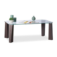 Relaxdays Tavolino da Divano, Gambe in MDF, Ripiano in Vetro Temperato, Moderno, 110x60x40 cm, Trasparente/Marrone, 1 Pz