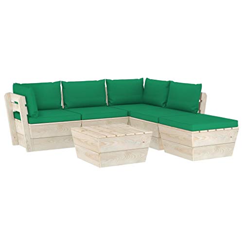 FAMIROSA Set Divani da Giardino su Pallet 6 pz con Cuscini Legno Abete-3557