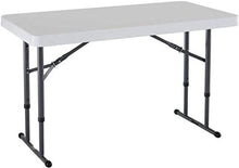 CASTOR Tavolo da Picnic all'aperto Tavolo Pieghevole Altezza Regolabile, Tavolo in Granito Bianco con Cornice Grigia BBQ Party Table