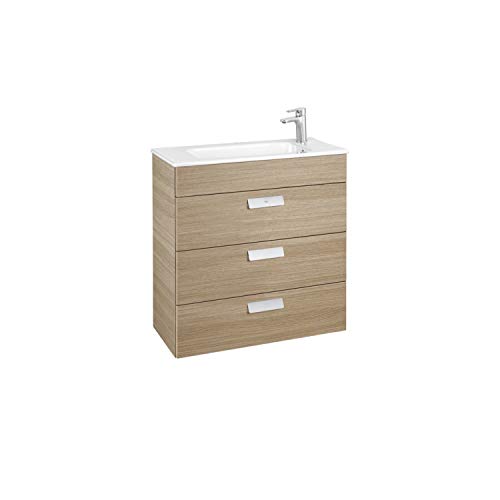 Lavabo + mobile base 3 cassetti Unik Debba Roca, 70 x 36 x 72 cm, colore rovere (rif. A851280155)