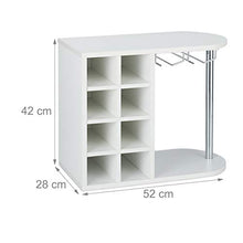 relaxdays Scaffale Portabottiglie, Grande, con Porta Calici, Cantinetta per 8 Bottiglie HxLxP: 42 x 52 x 28 cm, Bianco, Truciolato