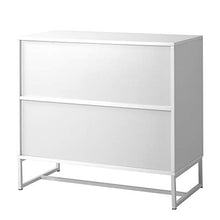Armadietto portaoggetti bianco a 2 ante con 2 ripiani a cassapanca con maniglie in legno per soggiorno, camera da letto, casa o ufficio, struttura in legno MDF e metallo