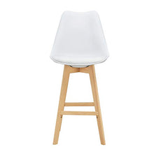 [en.casa] Set di 2 Sgabelli da Bar 2 Sedie Alta con Gambe di Legno Massello di Faggio con Poggiapiedi Seduta Imbottita Cucina/Bar/Ristorante - Bianco