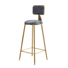 HXCD Sgabello Sedia da Bar, Gambe in Metallo Dorato, Sedile in Velluto Grigio, Sedia da Pranzo Imbottita, Cucina da Bar con Schienale, Peso 200 kg, Altezza Seduta 65/75 cm