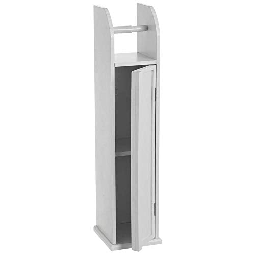 BAKAJI Mobiletto Portarotolo Bagno Armadietto con Porta Rotolo Carta Igienica e Mobile con Anta e 2 ripiani Dimensione 18 x 20 x 78 cm Design Moderno Bianco