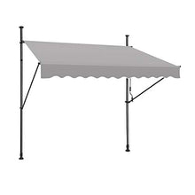 LZQ Tenda da sole a morsetto per balcone, retrattile manuale, regolabile in altezza, resistente ai raggi UV, senza forature, 100% poliestere (300 x 120 cm, grigio)