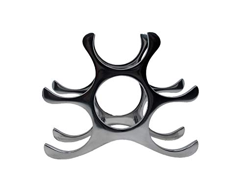 Portabottiglie portabottiglie, supporto per 6 bottiglie, in metallo, argento, 28 x 22 x 11 cm