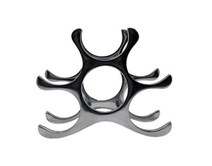 Portabottiglie portabottiglie, supporto per 6 bottiglie, in metallo, argento, 28 x 22 x 11 cm