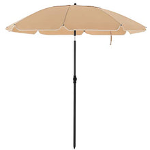 SONGMICS Ombrellone da Spiaggia Ø 1,6 m, Ombrellone da Giardino con Protezione UPF 50+, Inclinabile, Portatile e Antivento, Stecche in Fibra di Vetro, Borsa da Trasporto, Tortora GPU60BR
